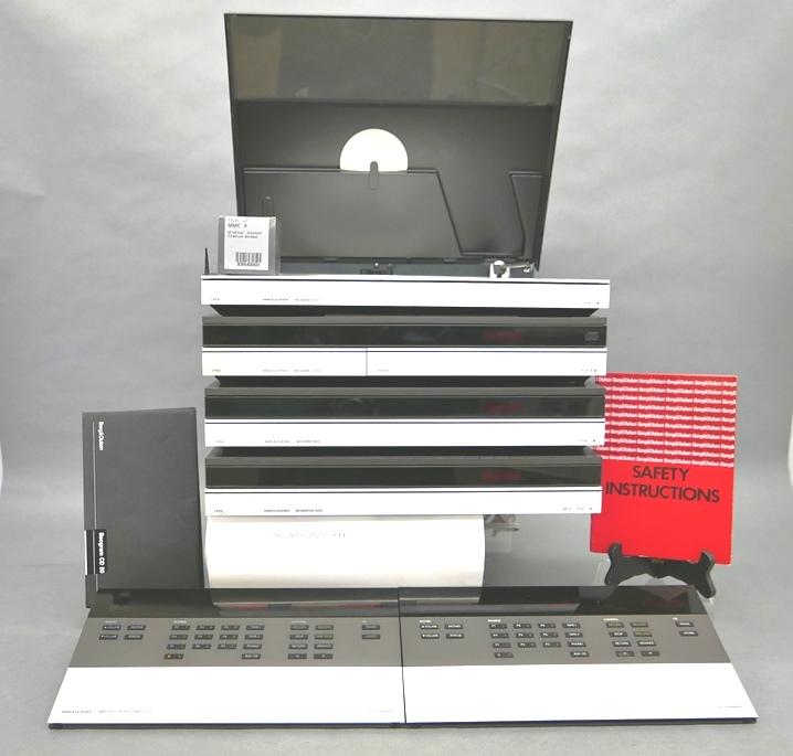 Vintage Bang & Olufsen Stereo System & Two Remotes: Vintage 1980's high end Bang & Olufsen stereo includes Beomaster 5000 receiver, Beocord 5000 tape deck, Beogram 5000 record player includes a B&O Pick Up MMC 4 elliptical diamond titanium bonded needl