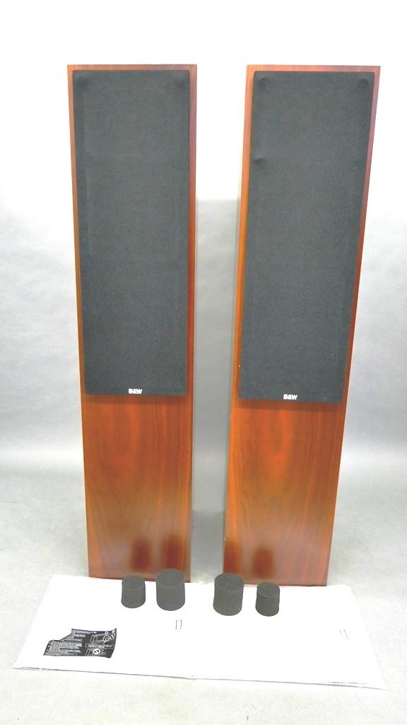 Pair Of B&W CM4 Tower Speakers: Pair of B&W [Bowers and Wilkens] cherry cased CM4 floor model tower speakers, includes an owner's manual for each speaker and a warranty card, 36"H, these are fresh from the estate of the original own