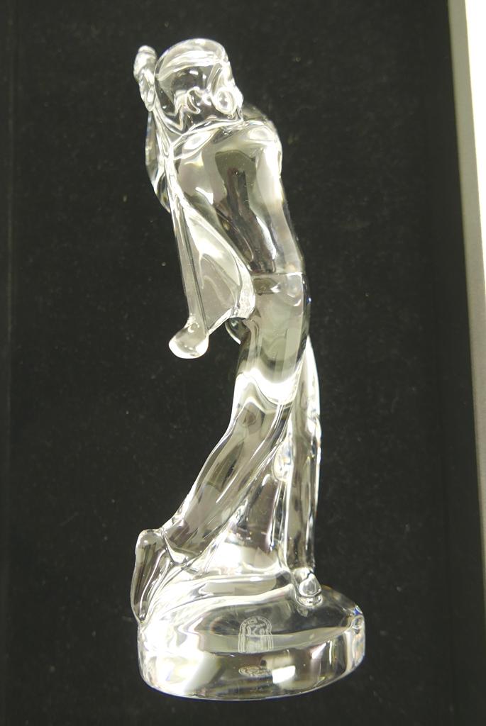 Baccarat French Crystal Golfer: Signed Baccarat French crystal golfer 9.25"H