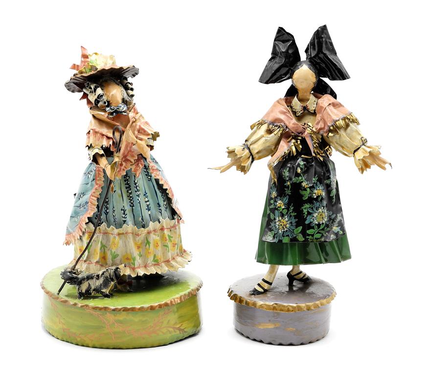 Lee Menichetti Artisan Scotland & France Costume: Lee Menichetti [New York & Palm Beach Florida - 1931 to 1997] well known mid-century artist known for his theatre related art, these sculpture are made of hand bent and painted sheet brass, Scottish w