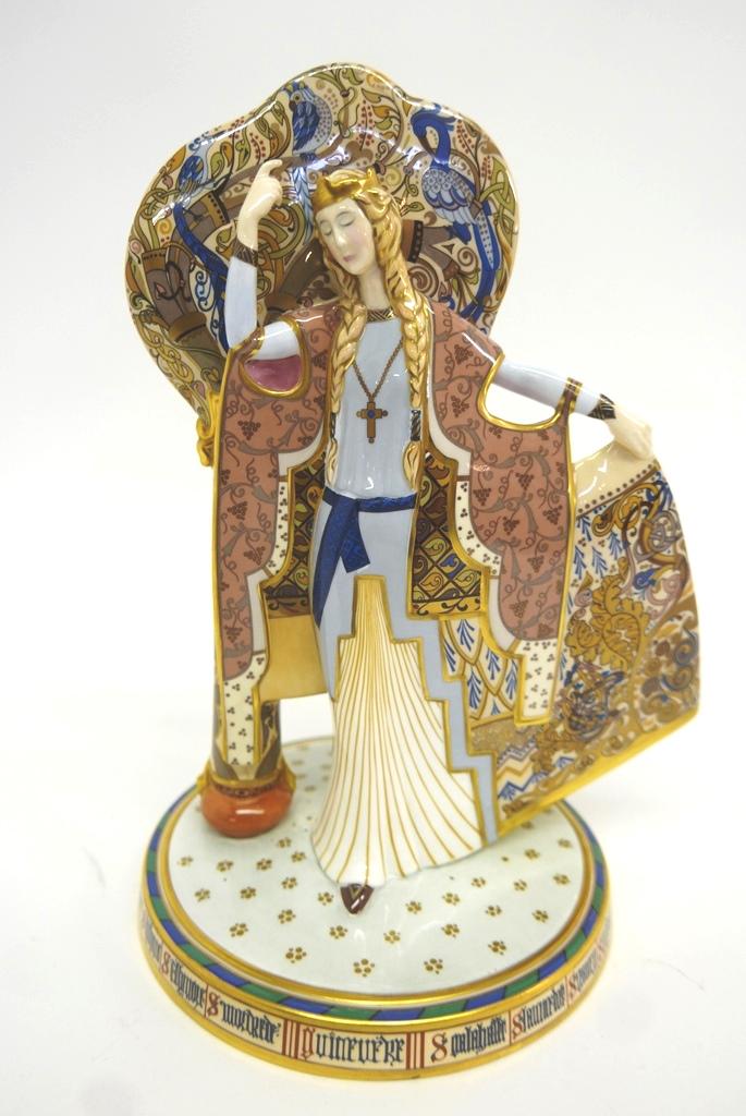 Minton Arthurian Legend Large Guinevere Figurine: Minton large porcelain figurine of "Guinevere Of The Tree Of Life" from the Arthurian Legend series, limited edition number 33 of 250, includes original COA, 12.5"H