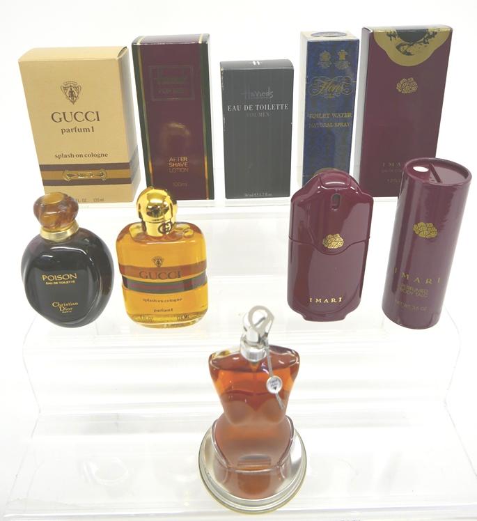 Sealed Perfumes and Colognes: Nice selection of unused perfumes and colognes, Gucci Parfum 1 cologne, Harrods For Men After Shave Lotion, Floris Of London toilet water, Harrods Eau De Toilette, Imari Eau De Cologne, Christian Dior