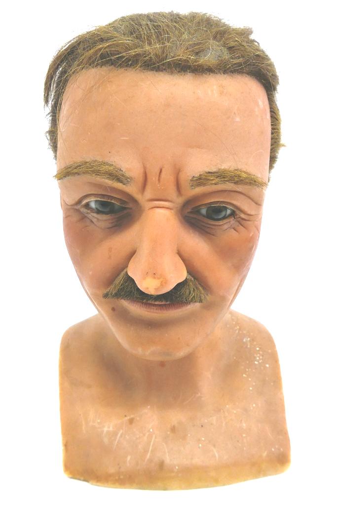 Vintage Mortician's Wax Bust: Vintage wax bust from a mortician's collection, used to practice make-up on 14"H