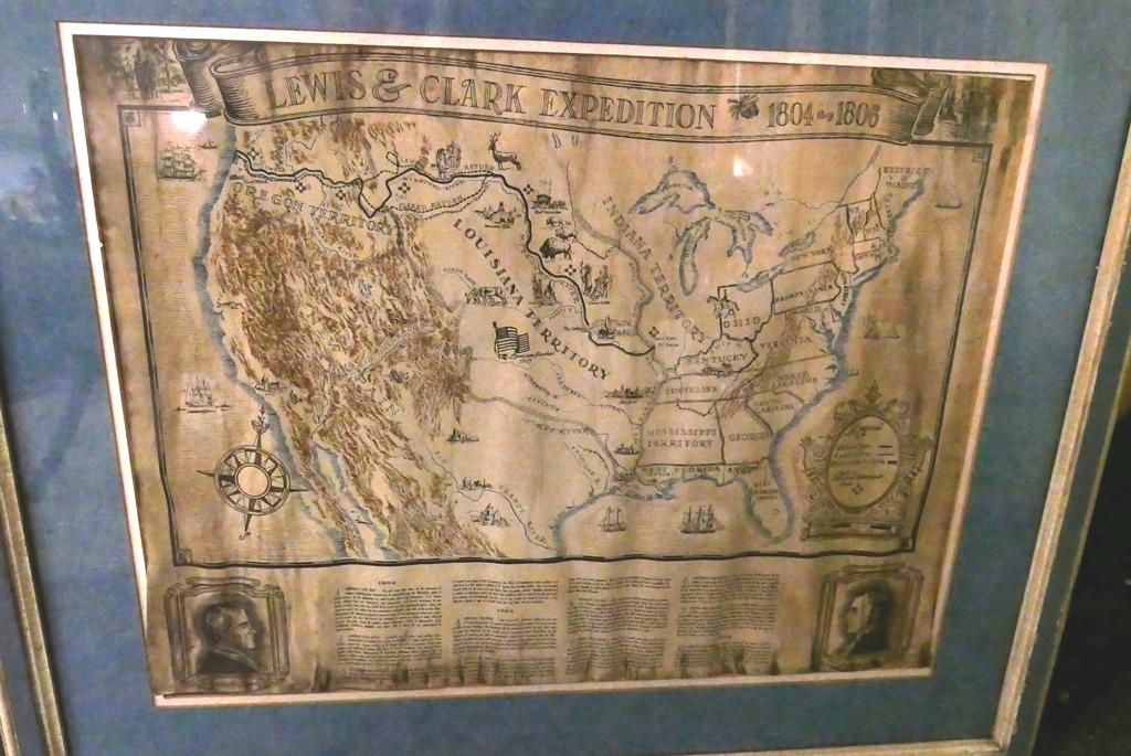 Lewis & Clark Expedition 1804-1806 Map: Lewis & Clark Map in Frame Map 16"T 21"L, Frame 25"T 30"L