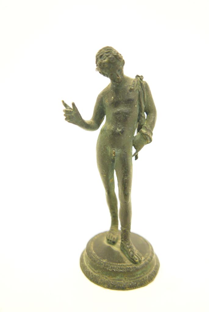 Antique Bronze Miniature Statue: Antique bronze statue in the Italian style, 5.25"H with a great dark original patina