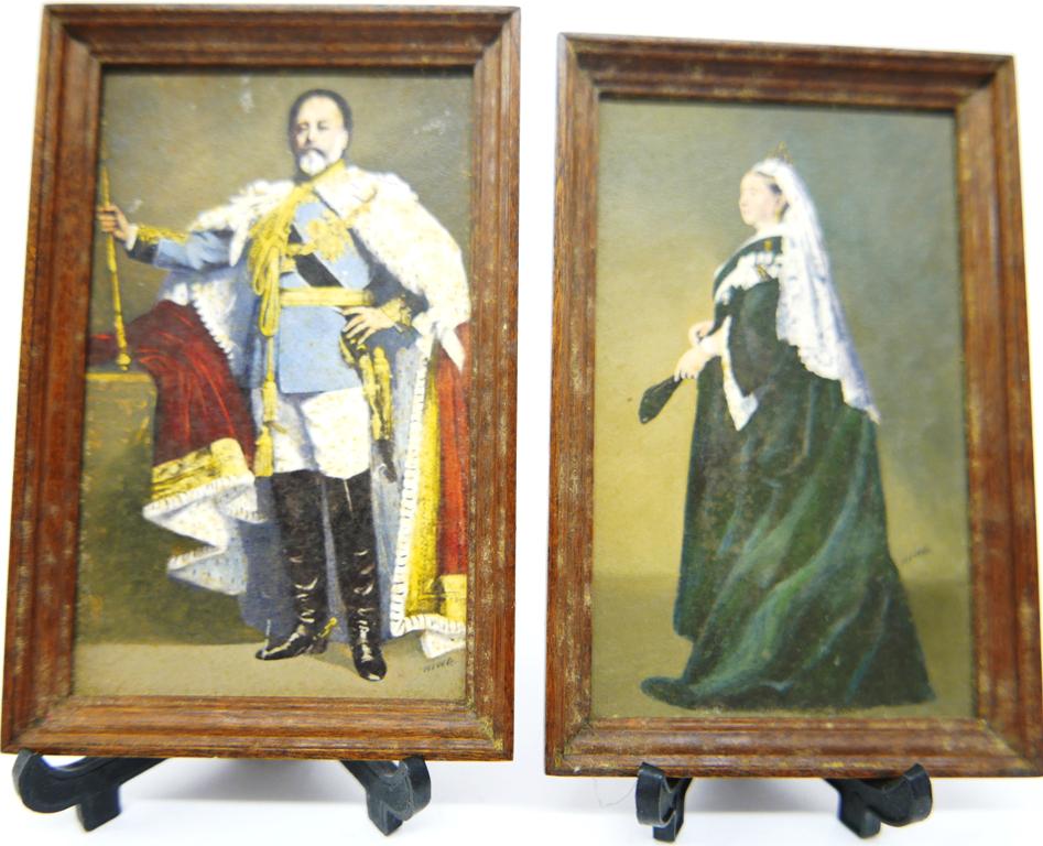 Margaret Nine Portraits Of Queen Victoria & Edward VII: Margaret Nine reproduction portraits of Queen Victoria and Edward VII mounted in signed Roger Gutheil mahogany frames 2 3/8"W, 3 5/8"H