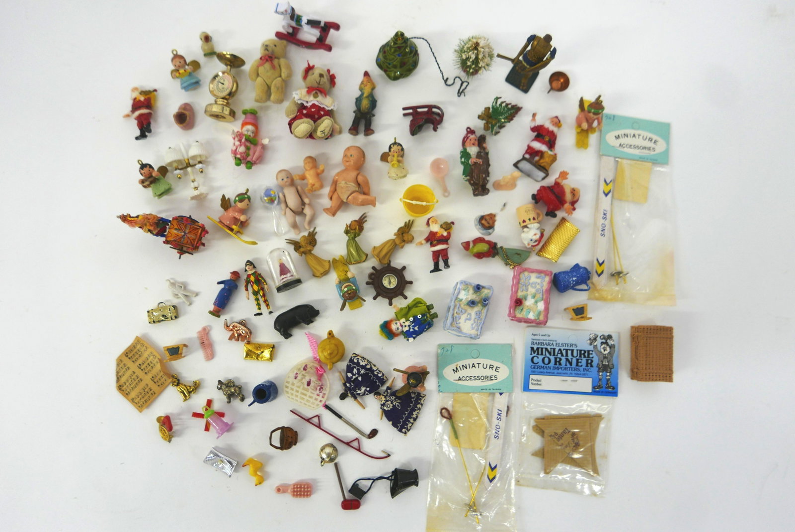 Collection of Accessories: Large flat of Dollhouse Accessories, toys, Santa, anything and everything