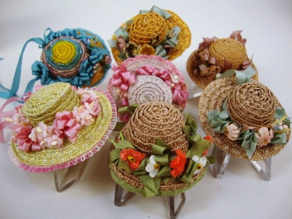 Hazel Shaffer Hats: Beautiful Artist Hats by Hazel Shaffer, 2" Largest, Floral w/bows & beading