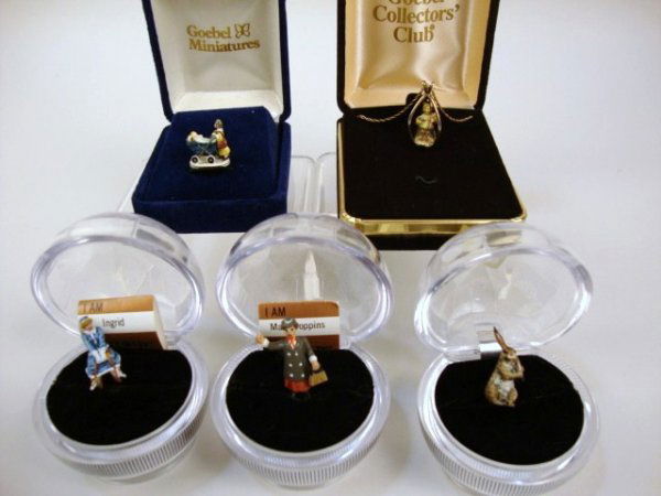Vienna Bronzes: Five Vienna Bronzes & 2 Gobel Necklaces, Ingrid, Mary Poppins, Rabbit, Mickey at Piano, 1"