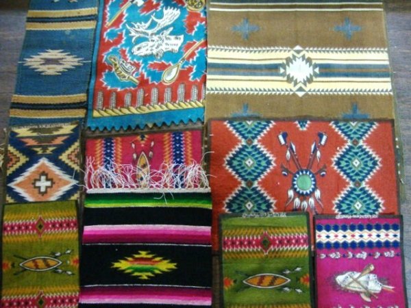 Indian Dollhouse Rugs: Ten Indian Felt & Woven Dollhouse Rugs, 1 w/Elk Face, great colors, perfect for your Cabin, 8 x 12" Largest