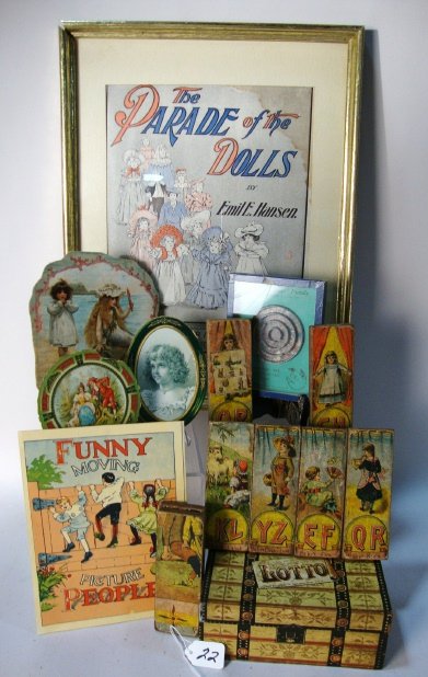Childrens Games, Pictures: Group Children Games, Music Sheet, Paper Items, Lotto etc. 9 pcs.