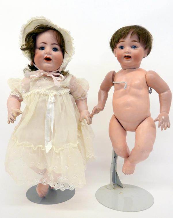 Alt Beck & Gottschalk & Nippon Doll: Two Dolls, Alt Beck & Gottschalk 24" open mouth, good body , character face , open mouth no teeth, redressed, New old style wigs, , Nippon Doll 21" Body is as is , shows crack, open mouth, New old wig