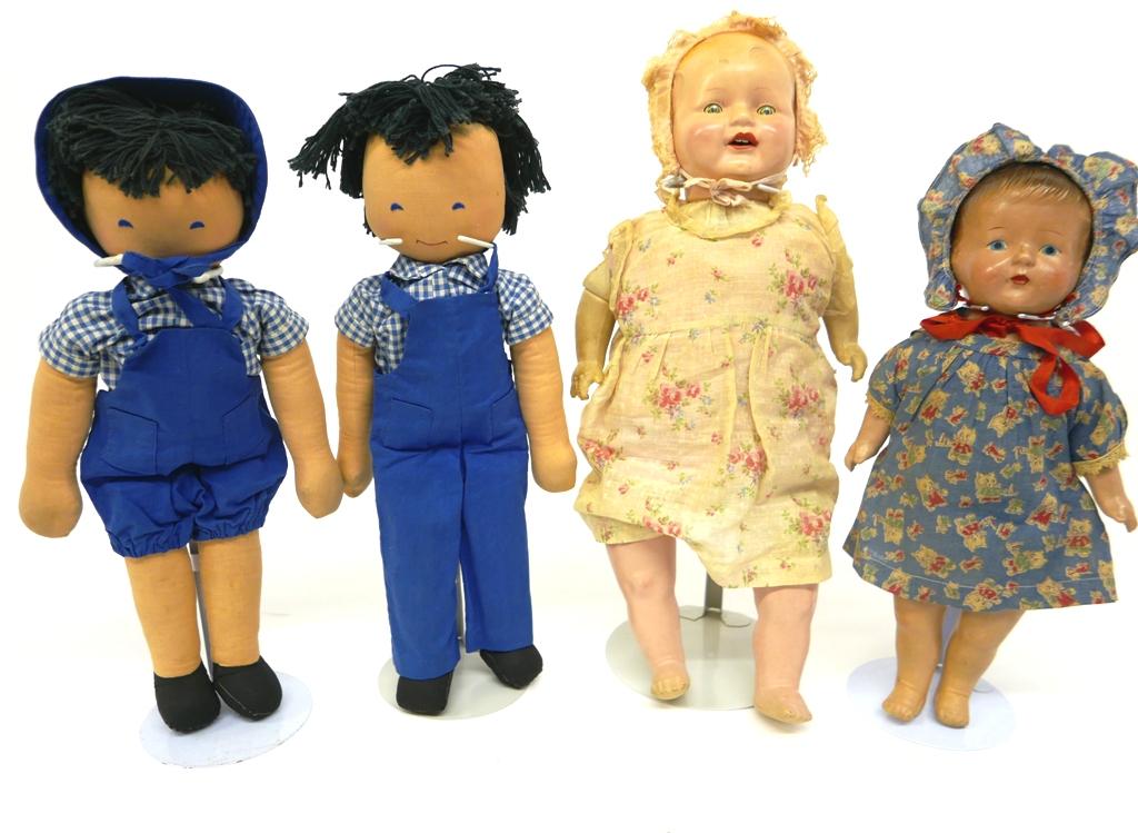 Two Composition   & Two Rag Dolls (1 of 2)