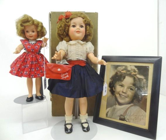 Fantastic Shirlety Temple in original box: 16 " Vinyl Sirley Temple in all orignal clothing, incredibler hair and face, has original tag and purse , she is the most lovely doll I have ever seen, the top of the box is torn together 11" good con
