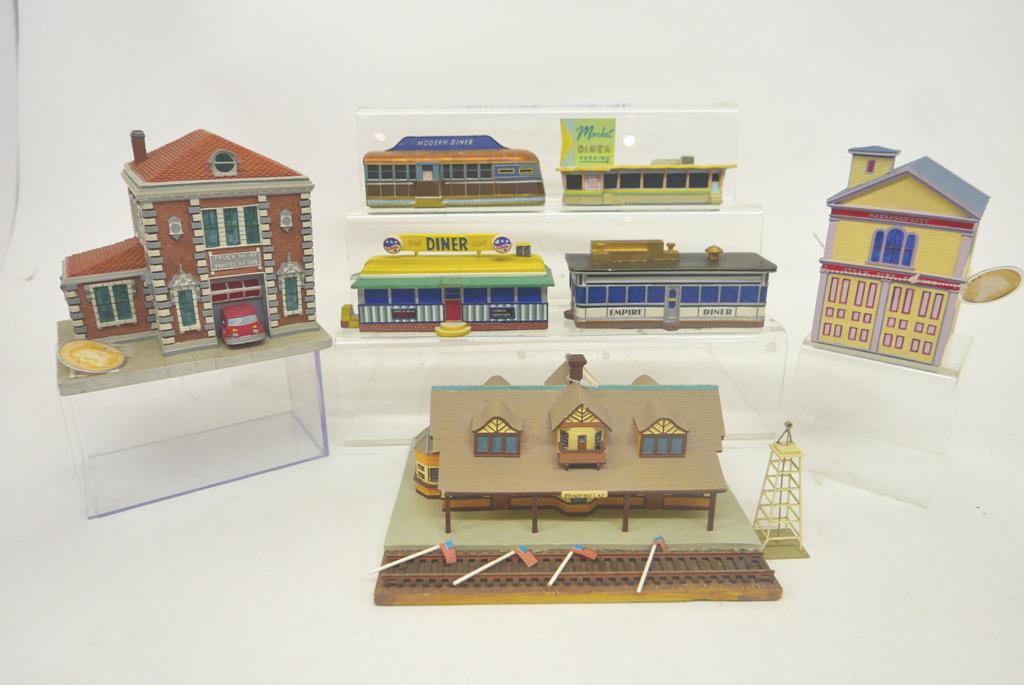 Lefton Buildings: 7 Pieces ..Firehouse..Train station. House. Market Diner. Empire Diner. Starlight Diner. Modern diner