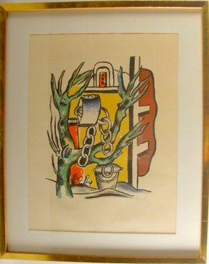 Fernand Leger, colored lithograph.: Fernand Leger (French 1881-1955) Green Tree, colored lithograph, sheet size 24 x 30 inches, pencil signed and numbered lower right "Leger" 2/75, framed.