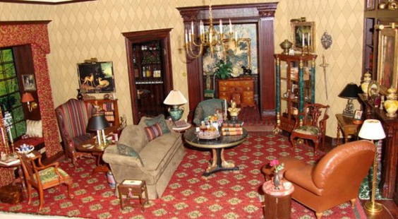 Whitledge and Noack Room: A Sanctum for a Gentleman spacious Roombox by Ray Whitledge and Terry Noack richly appointed with handsome architectural details and noteworthy furnishings including chairs by John Hodgson and Gail St