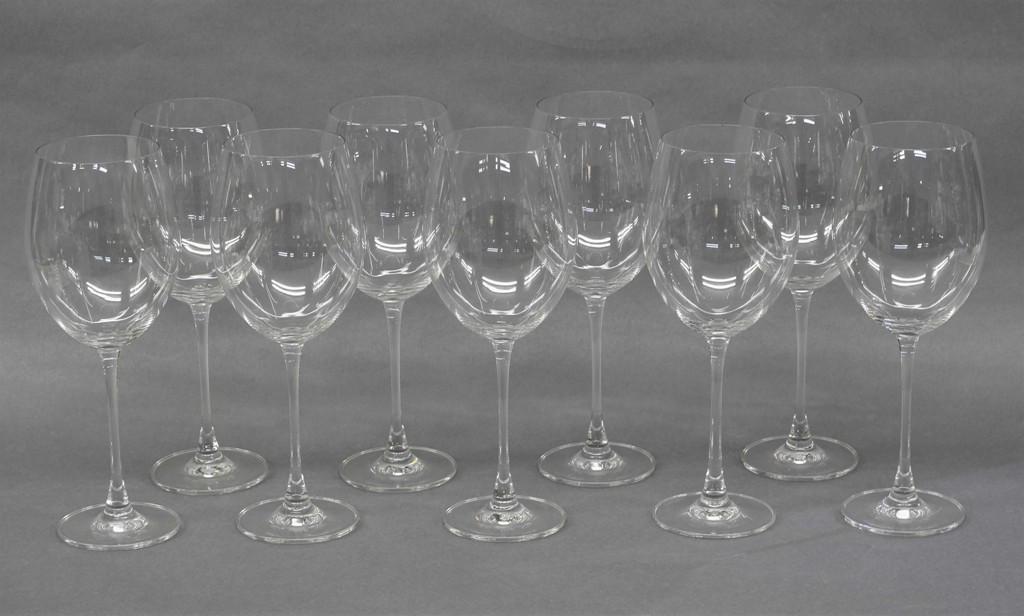 Nine Lenox Large Wine Glasses: Group of nine large Lenox wine glasses 10.75"H