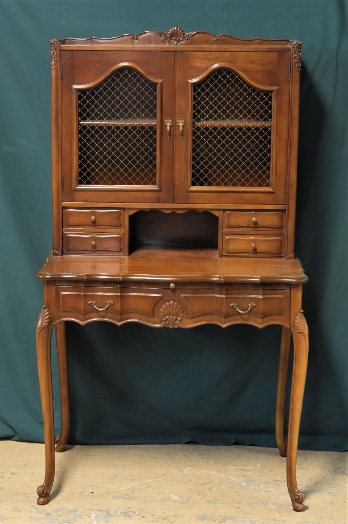 French Style Small Writing Desk: Small French style writing desk with cabriole legs, 34"W, 20"D, 59"H