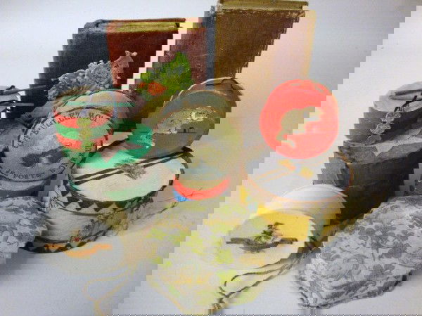 Miniature Decorative Boxes: Miniature Decorative Boxes , all shapes and sizes, some repaired, several early velvet , 1 3/4" t