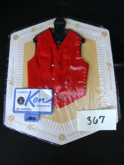 Ken Pak Red Vest: Ken Pak Red Vest, Clothes original package vintage Ken Pak item Red vest