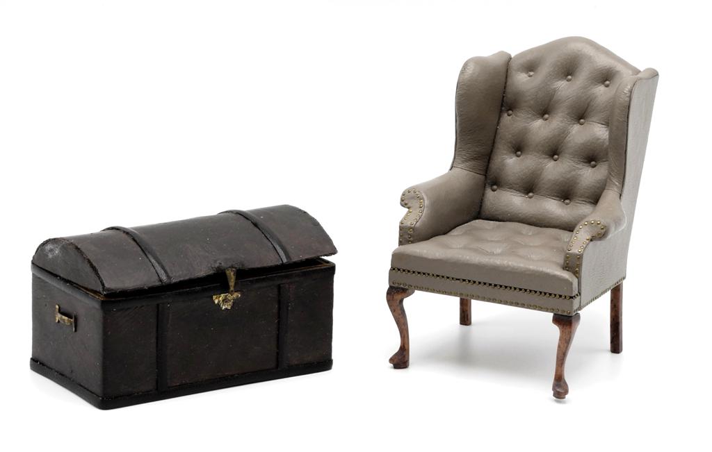 Gail Steffey Leather Wing Chair Dollhouse Miniature (1 of 2)