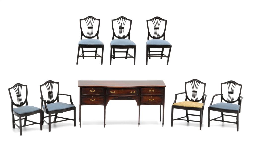 Tarbena Sideboard & Chairs Dollhouse Miniatures (1 of 7)
