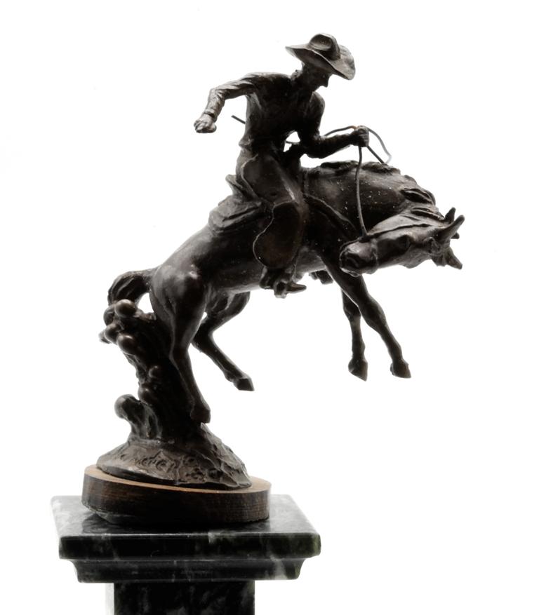 Jim Pounder Bronze Cowboy Dollhouse Miniature (1 of 2)