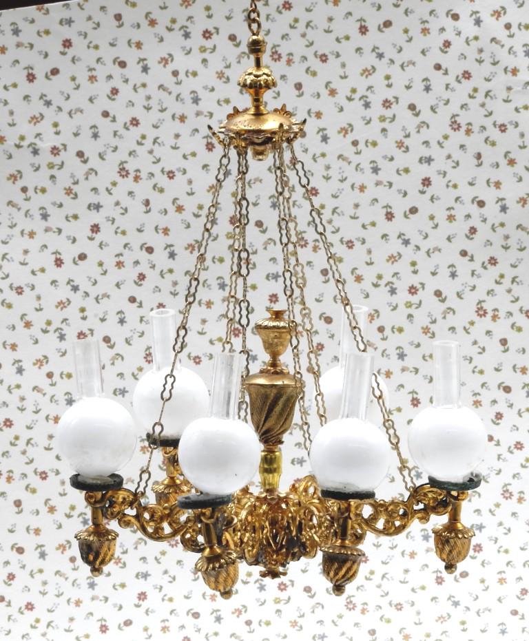 Blauer Gilt Fancy Gas Chandelier Dollhouse Miniature (1 of 1)