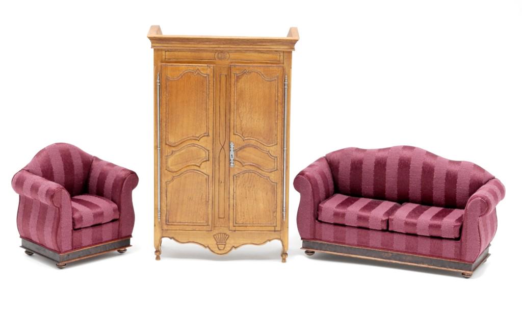 Artisan French Armoire & Club Chair Dollhouse Miniature (1 of 5)