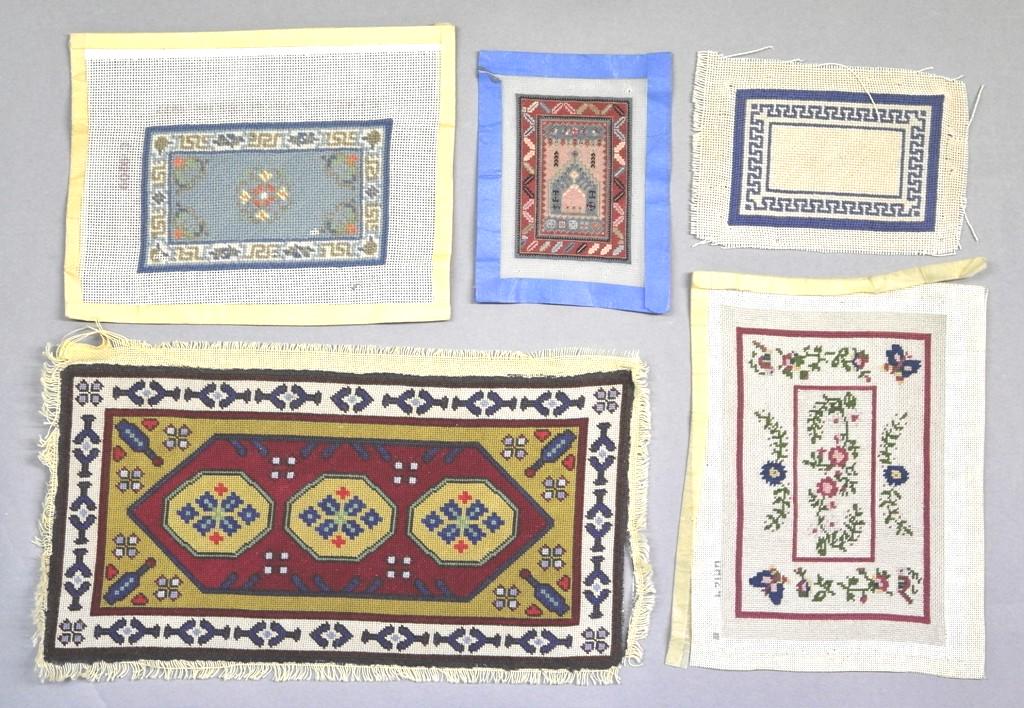 Five Dollhouse Needlepoint Rug Miniatures (1 of 2)