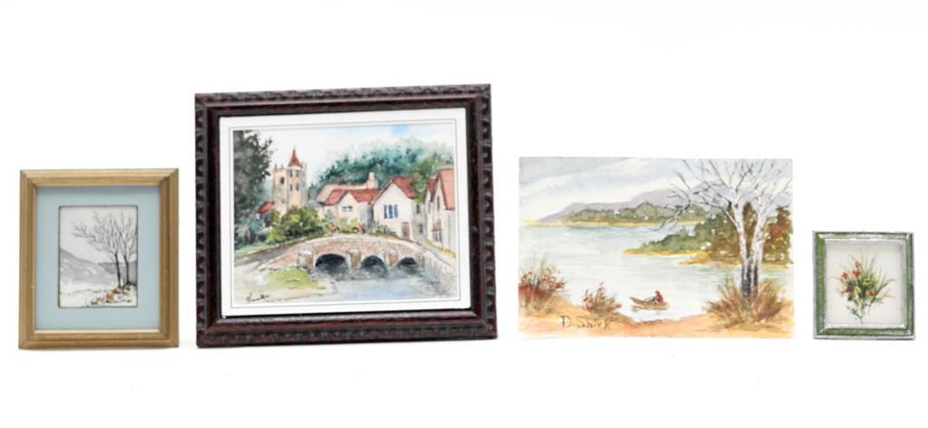 Four Watercolor Dollhouse Miniature Paintings (1 of 4)