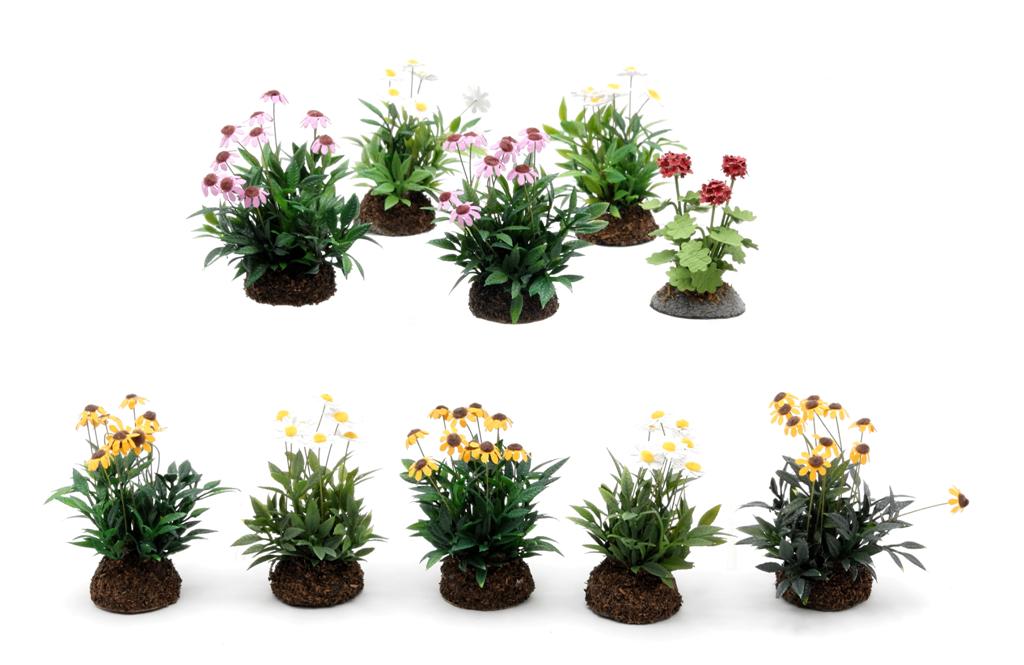 Mini Creations Dollhouse Flowers Miniatures: Mini Creations By Judy, 10 flowering garden plants, average height 2.5"