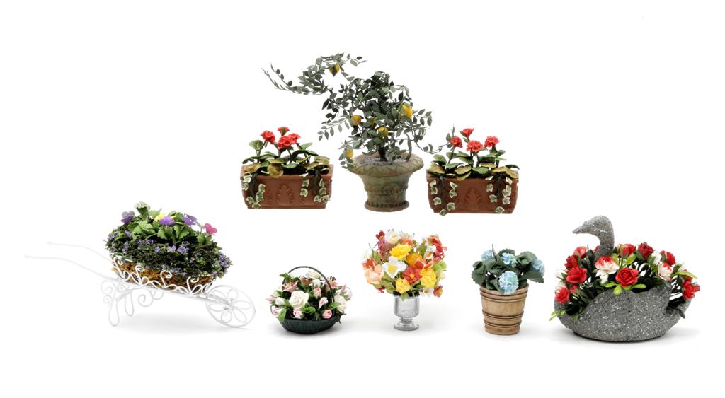 Artisan Flowers In Planters Dollhouse Miniatures (1 of 1)