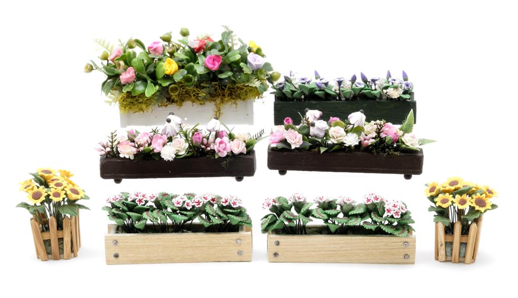 Eight Flower Boxes Dollhouse Miniatures (1 of 1)