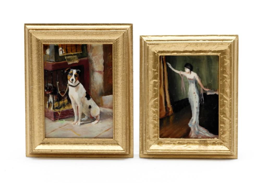 Two Gil Mena Oil Paintings Dollhouse Miniatures (1 of 2)