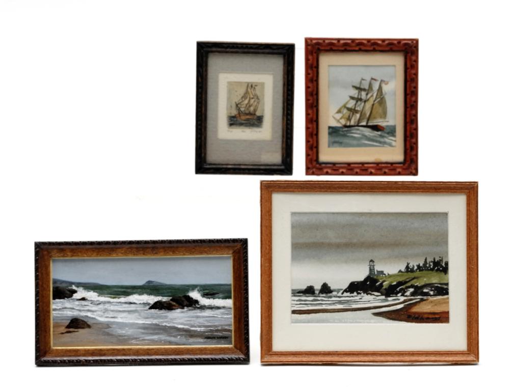 Four Dollhouse Nautical Paintings & Etching Miniatures (1 of 2)