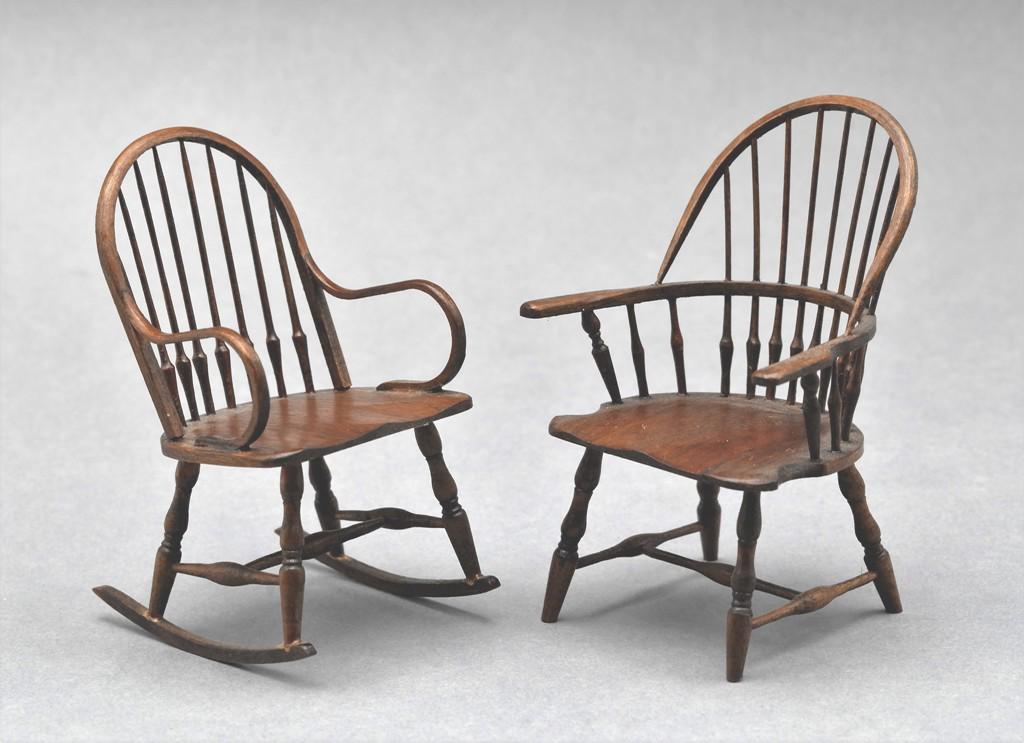 Two William Clinger Windsor Chairs Dollhouse Miniatures (1 of 1)