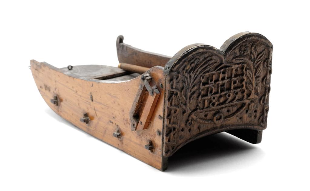 Antique 1899 Carved Bobsled Love Token (1 of 6)