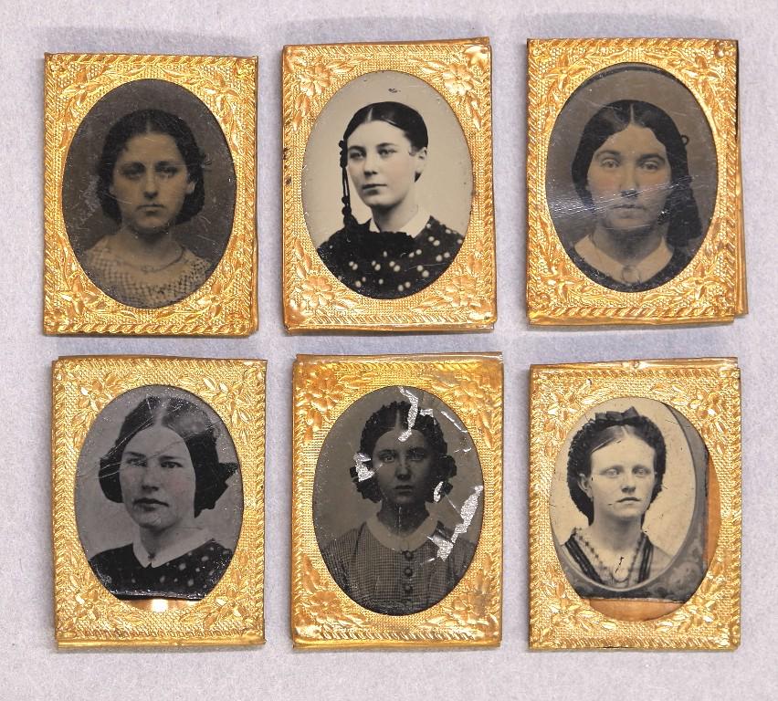 Six Ormolu Picture Frames With 19th C. Photos Dollhouse (1 of 1)