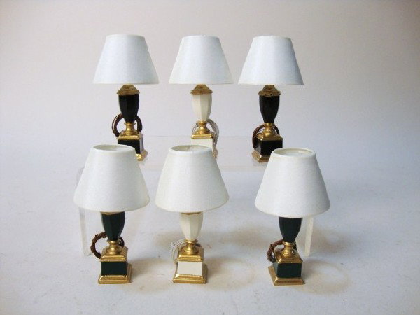 Six Brooke Tucker Table Lamps: Another six electrified table lamps by Brooke Tucker with enameled urn bases.
