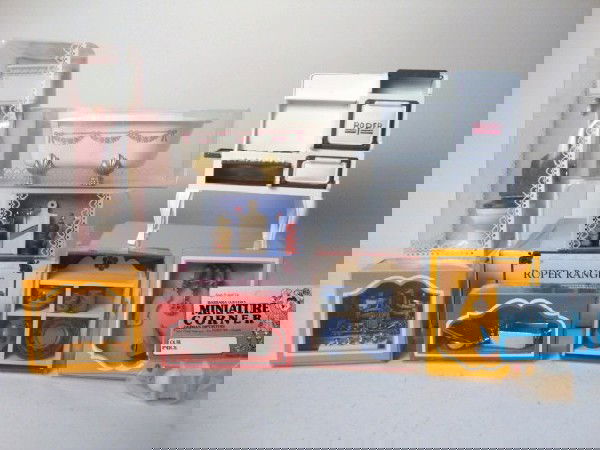 Roper Range, Bodo Hennig Items: Roper Range from Dee's Delights, Bodo Hennig tub, toilet, scale, pots, coffee grinder, slaw board, utensils, pottery, 6" t