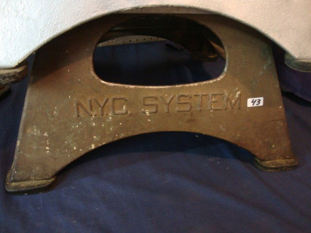 Passenger Car Step Stool: Passenger Car Step Stool metal, embossed, New York City System 10 1/2 x 18"
