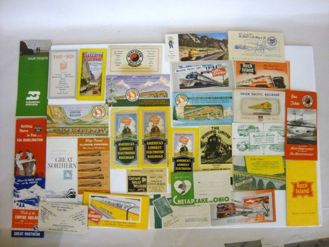 Railroad Tickets /Envelopes: Railroad Tickets /Envelopes used ticket and ticket envelopes, aprrox 40 pieces, Great Northern ,Soo Line, Milwaukee Road, Union Pacific, Burlington Road