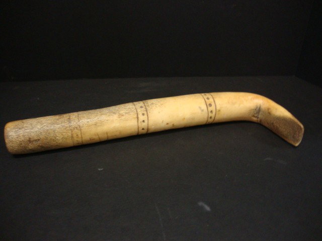Native American Hide Scraper: A Native American bone, hide scraper, for use on buffalo. 12 to 14"