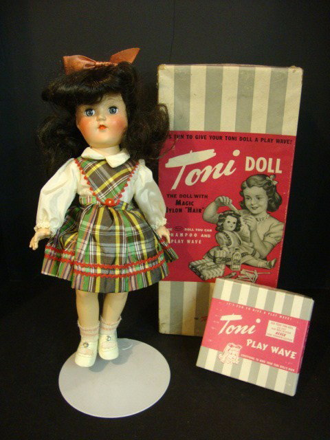 Ideal Toni Doll: Ideal Toni Doll in original box w/Toni Play Wave, all original marked Toni dress, great complexion