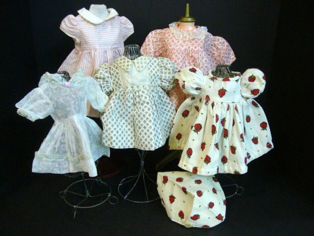 Doll Dresses: Five Doll Dresses, cotton, one Chatty Cathy, other for hard plastic dolls