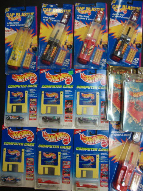 Hot Wheels: Five Cap Blastin" Hot Wheels, Six Computer Cars, three VCR Tapes ( 14 pcs.)