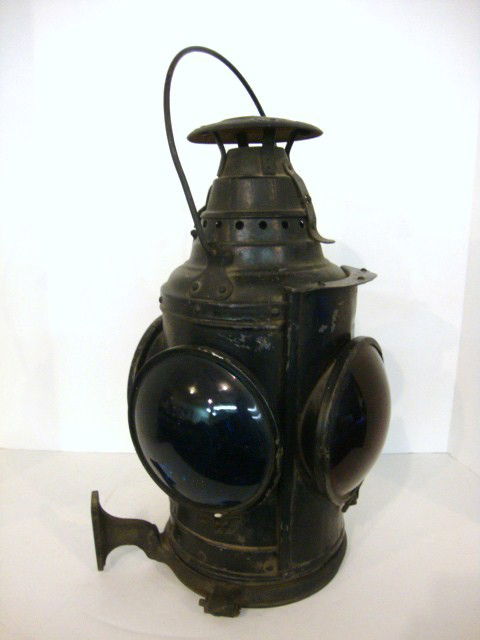 Tail-End Marker Lamp GNRY: Dressel Tail-end Marker Lamp w/GNRY embossed at side, Adlake square top, 4 lenses, black finish