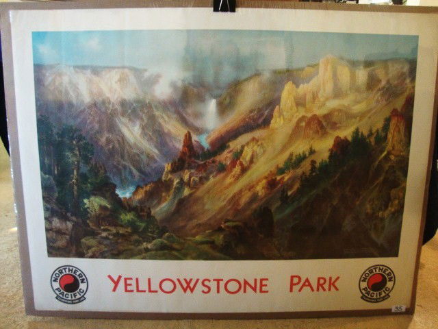Northern Pacific Railway Advertising Poster: Northern Pacific Advertising Poster by Thomas Moran picturing the Grand Canyon in Yellowstone Park, 30" x 40"